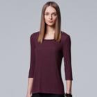Women's Simply Vera Vera Wang Ribbed Crewneck Tee, Size: Large, Red