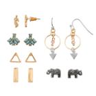Mudd&reg; Elephant, Feather & Triangle Earring Set, Women's, Multicolor