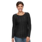 Women's Croft & Barrow&reg; Lurex Ribbed Sweater, Size: Xxl, Grey (charcoal)