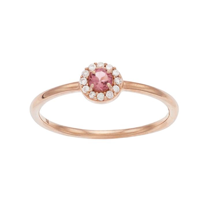 Lc Lauren Conrad 10k Rose Gold Tourmaline & Diamond Accent Halo Ring, Women's, Size: 6, Pink