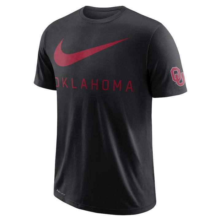 Men's Nike Dri-fit Oklahoma Sooners Swoosh Tee, Size: Xl, Black