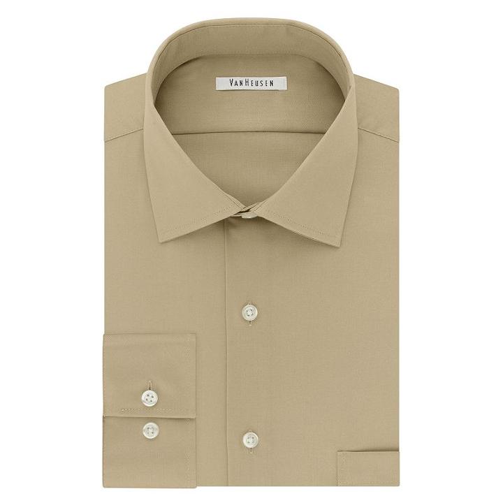 Men's Van Heusen Flex Collar Regular-fit Dress Shirt, Size: 18-34/35, Beige Oth