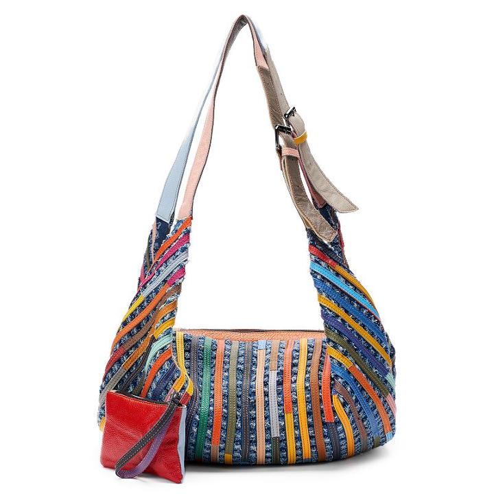 Amerileather Peranda Striped Patchwork Convertible Hobo With Coin Purse, Women's, Multicolor