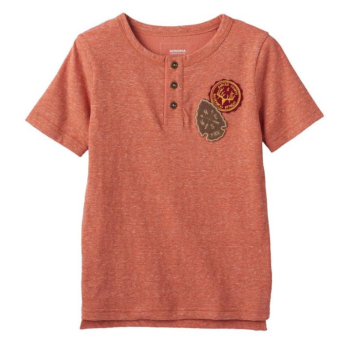 Boys 4-7x Sonoma Goods For Life&trade; Patched High-low Henley Tee, Boy's, Size: 6, Dark Red