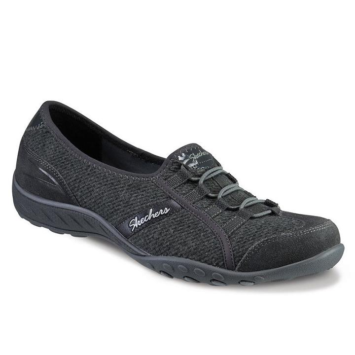 Skechers Relaxed Fit Breathe Easy Stealing Glances Women's Slip-on Shoes, Girl's, Size: 7, Dark Grey