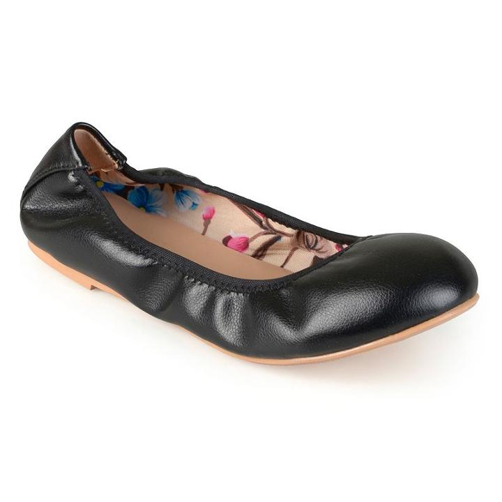Journee Collection Lindy Women's Scrunch Ballet Flats, Girl's, Size: Medium (7), Black