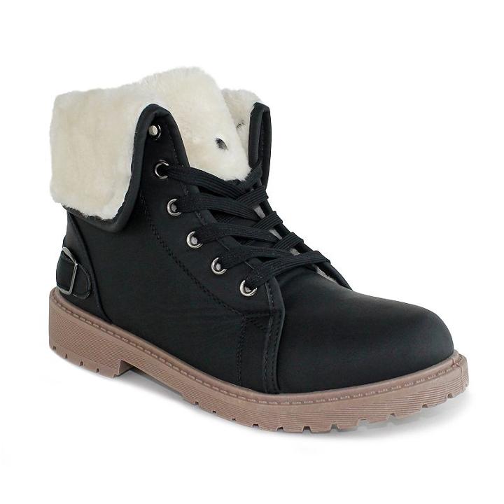 Olivia Miller Fulton Women's Foldover Combat Boots, Girl's, Size: 8, Black