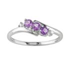 10k White Gold Amethyst And Diamond Accent 3-stone Bypass Ring, Women's, Size: 9, Purple