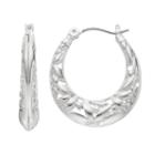 Napier Openwork Flower Nickel Free Oval Hoop Earrings, Women's, Silver