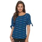 Women's Dana Buchman Tie Sleeve Crepe Top, Size: Medium, Blue (navy)