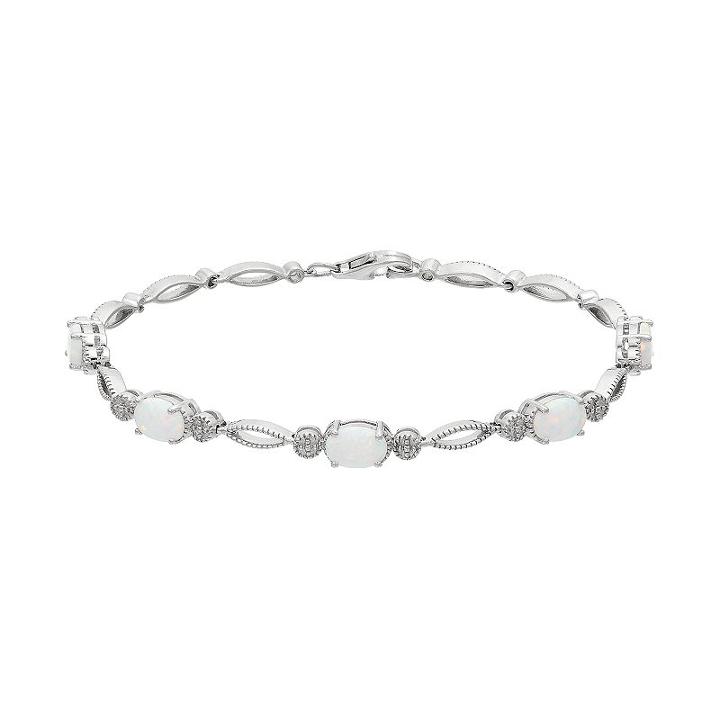 Sterling Silver Lab-created Opal Bracelet, Women's, White