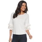 Women's Apt. 9&reg; Embroidered Flutter Tee, Size: Small, White