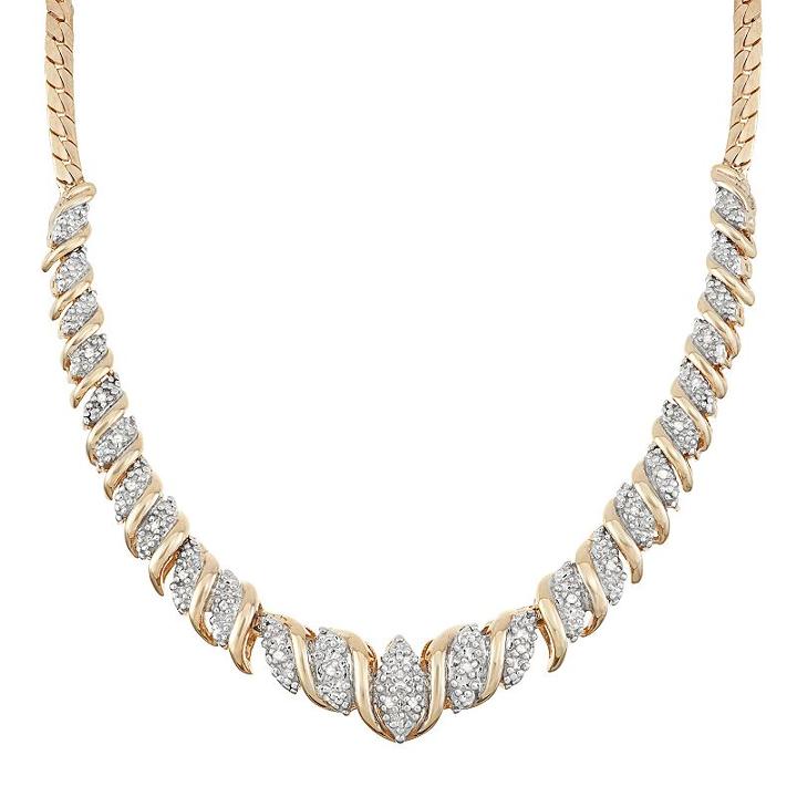 18k Gold Over Silver 1/10 Carat T.w. Diamond Collar Necklace, Women's, Size: 17, White