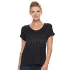 Women's Apt. 9&reg; Embellished Scoopneck Tee, Size: Large, Black