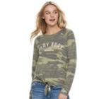 Juniors' Awake Camo Very Busy Doing Nothing Graphic Top, Teens, Size: Medium, Green