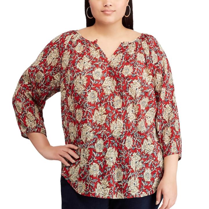 Plus Size Chaps Floral Blouse, Women's, Size: 1xl, Red