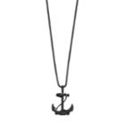 Lynx Men's Black Stainless Steel Anchor Pendant Necklace - 24 In, Size: 24, Silver