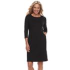 Women's Croft & Barrow&reg; Print Ponte Sheath Dress, Size: Large, Black