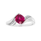 Sterling Silver Lab-created Ruby & Diamond Accent Bypass Ring, Women's, Size: 6, Red