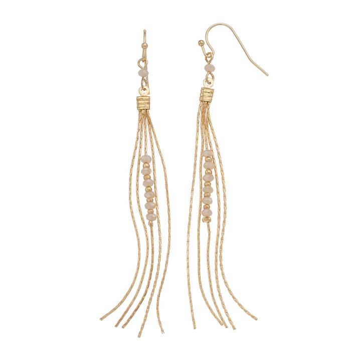 Lc Lauren Conrad Beaded Chain Tassel Nickel Free Drop Earrings, Women's, Gold
