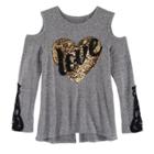 Girls 7-16 Miss Chievous Cold Shoulder Sequin Applique Tee, Size: Large, Black