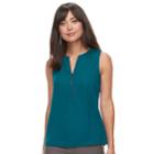 Women's Apt. 9&reg; Zipper Accent Tank, Size: Large, Med Blue