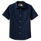 Boys 8-20 Urban Pipeline&reg; Printed Maxflex Button-down Shirt, Size: Medium, Dark Blue