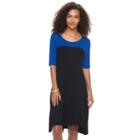 Women's Nina Leonard Colorblocked Trapeze Dress, Size: Medium, Brt Blue