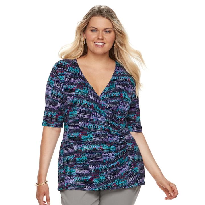 Plus Size Dana Buchman Wrap Top, Women's, Size: 0x, Med Purple