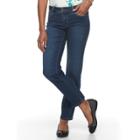Petite Croft & Barrow&reg; Tummy-slimming Straight-leg Denim Jeans, Women's, Size: 14, Med Blue