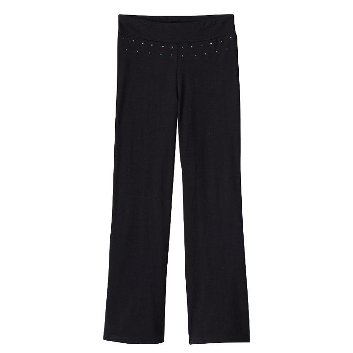 Girls 4-14 Jacques Moret Rhinestone Pants, Girl's, Size: Medium, Black