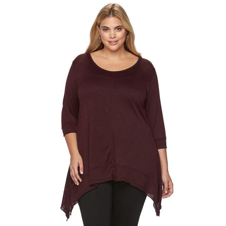 Plus Size French Laundry Open-back Shark-bite Top, Women's, Size: 2xl, Drk Purple