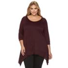 Plus Size French Laundry Open-back Shark-bite Top, Women's, Size: 2xl, Drk Purple