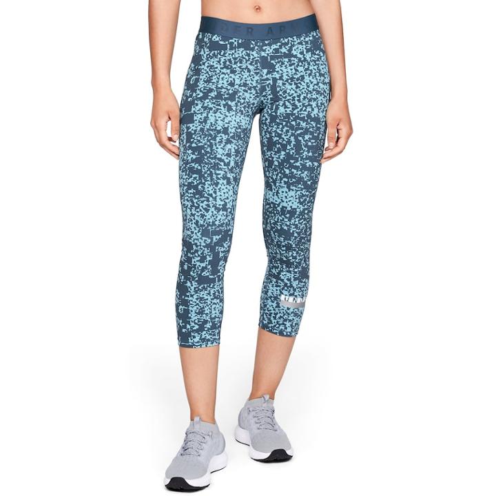 Women's Under Armour Favorite Midrise Printed Capri Leggings, Size: Medium, Blue (navy)