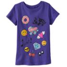 Girls 4-6x Emoji Patch Graphic Tee, Girl's, Size: 6x, Purple