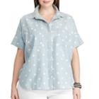 Plus Size Chaps Polka-dot Chambray Shirt, Women's, Size: 1xl, Blue