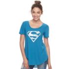 Juniors' Superman Graphic Tee, Teens, Size: Small, Turquoise/blue (turq/aqua)