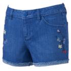 Women's Lc Lauren Conrad Embroidered Jean Shorts, Size: 8, Med Blue