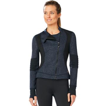 Women's Shape Active Crop Moto Jacket, Size: Small, Dark Blue