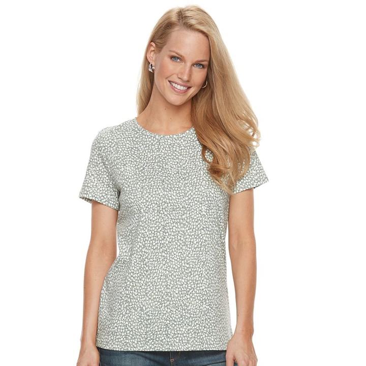 Women's Croft & Barrow&reg; Essential Crewneck Tee, Size: Xs, Med Green