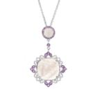 Siri Usa By Tjm Rose Quartz And Amethyst Sterling Silver Filigree Pendant Necklace, Women's, Size: 18, Pink