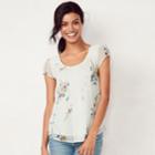 Women's Lc Lauren Conrad Love, Lauren Textured Dot Top, Size: Small, White