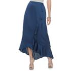 Women's Jennifer Lopez Ruffle Satin Maxi Skirt, Size: Medium, Dark Blue