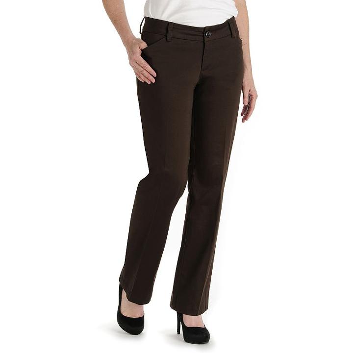 Women's Lee Maxwell Modern Fit Curvy Dress Pants, Size: 10 Avg/reg, Dark Brown
