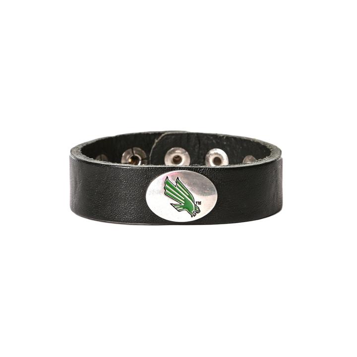 Women's North Texas Mean Green Leather Concho Bracelet