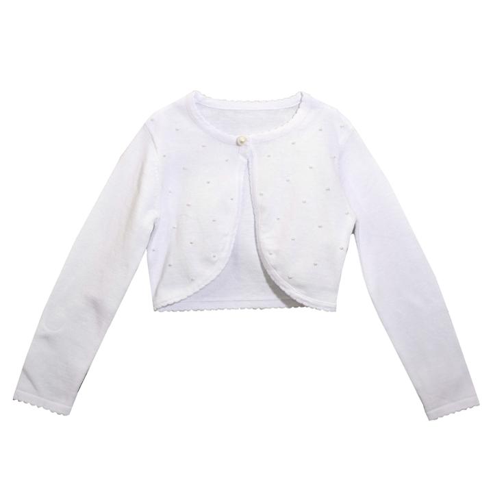 Girls 4-6x Bonnie Jean Faux Pearl Trim Cardigan, Size: 5, White