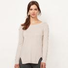 Women's Lc Lauren Conrad Lace-up Crewneck Sweater, Size: Small, Brown Oth