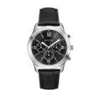 Bulova Men's Leather Chronograph Watch - 96a173, Black