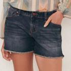 Women's Lc Lauren Conrad Faded Fringe Jean Shorts, Size: 6, Dark Blue