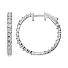 1/4 Carat T.w. Diamond Sterling Silver Inside-out Hoop Earrings, Women's, White